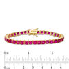 Thumbnail Image 4 of Cushion-Cut Lab-Created Ruby Tennis Bracelet in Sterling Silver with 14K Gold Plate - 7.25"
