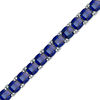 Thumbnail Image 1 of Cushion-Cut Lab-Created Blue Sapphire Tennis Bracelet in Sterling Silver - 7.25"