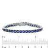 Thumbnail Image 4 of Cushion-Cut Lab-Created Blue Sapphire Tennis Bracelet in Sterling Silver - 7.25"