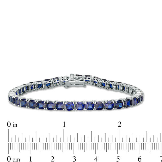 Cushion-Cut Lab-Created Blue Sapphire Tennis Bracelet in Sterling Silver - 7.25"