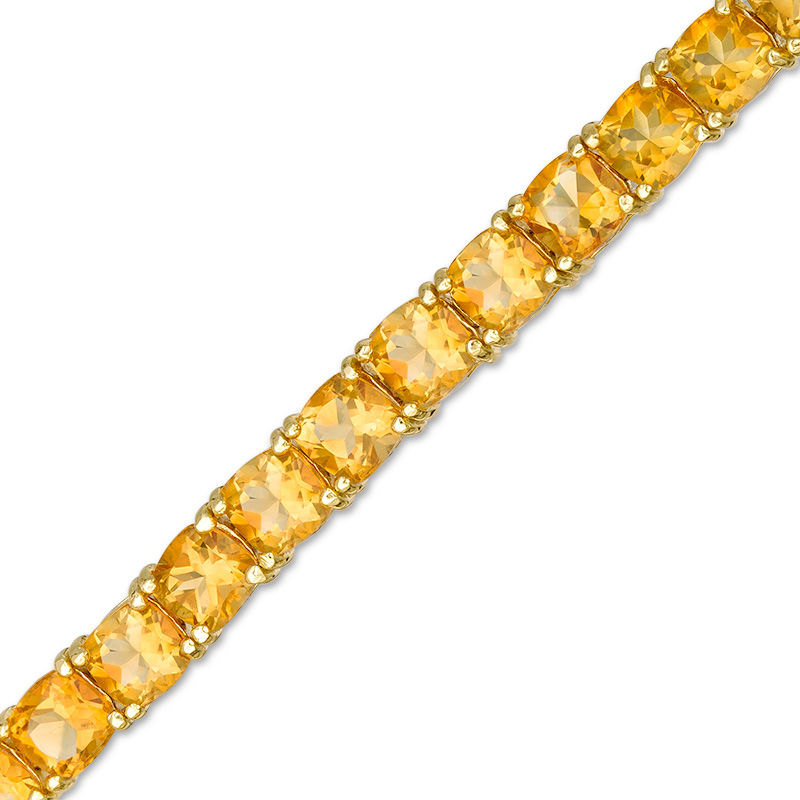 Cushion-Cut Citrine Tennis Bracelet in Sterling Silver with 14K Gold Plate - 7.25"