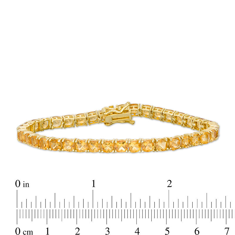 Cushion-Cut Citrine Tennis Bracelet in Sterling Silver with 14K Gold Plate - 7.25"