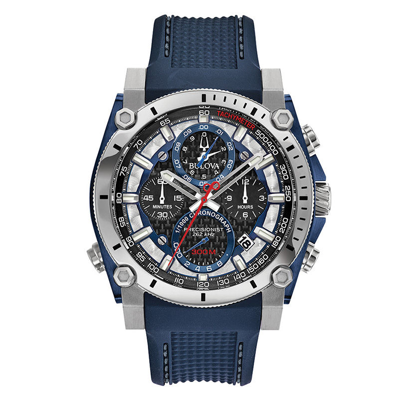 Main Image 1 of Men's Bulova Precisionist Chronograph Two-Tone IP Strap Watch with Black Dial (Model: 98B315)