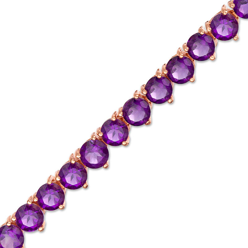 Amethyst Tennis Bracelet in Sterling Silver with 14K Rose Gold Plate - 7.25"