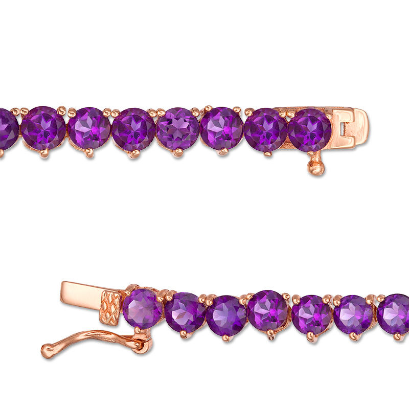 Main Image 3 of Amethyst Tennis Bracelet in Sterling Silver with 14K Rose Gold Plate - 7.25"