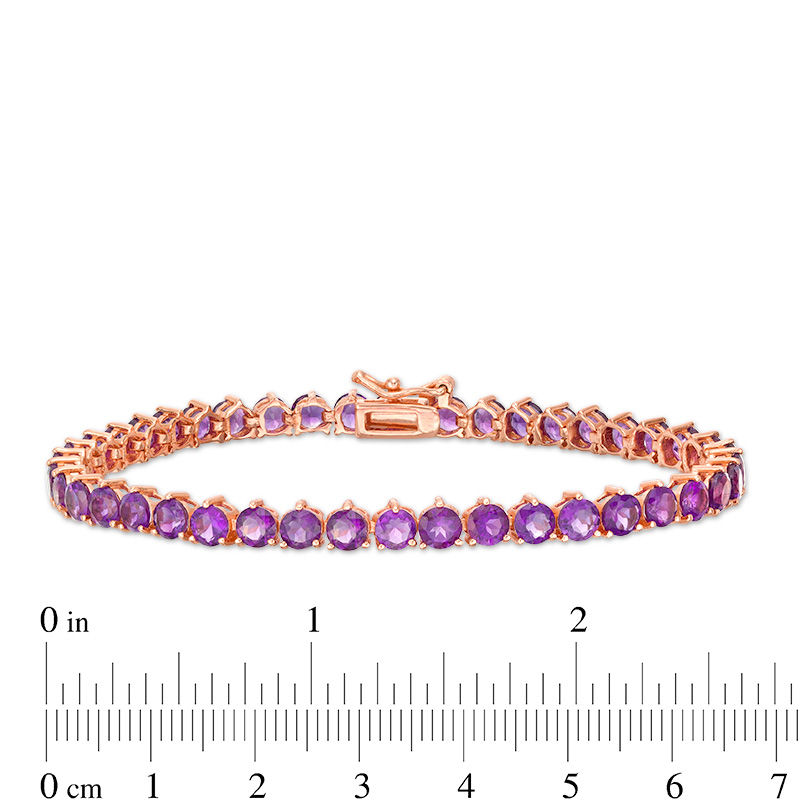Main Image 4 of Amethyst Tennis Bracelet in Sterling Silver with 14K Rose Gold Plate - 7.25"