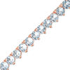 Thumbnail Image 1 of Simulated Aquamarine Tennis Bracelet in Sterling Silver with 14K Rose Gold Plate - 7.25"