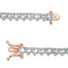 Thumbnail Image 3 of Simulated Aquamarine Tennis Bracelet in Sterling Silver with 14K Rose Gold Plate - 7.25"