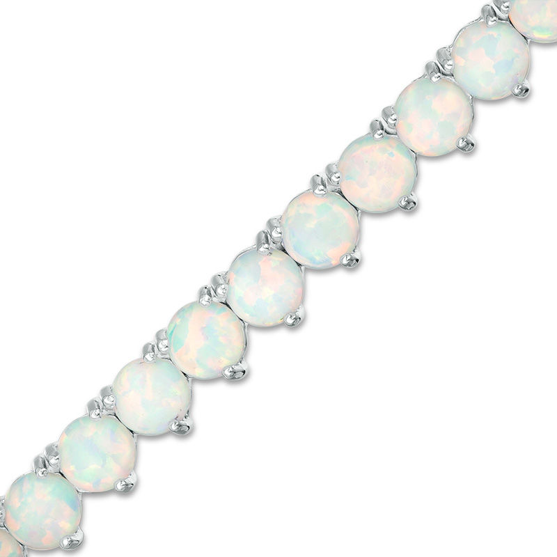 Blue Fossil Opal Rock Candy Bracelet in Silver (Size: Standard 7 - 7.5)