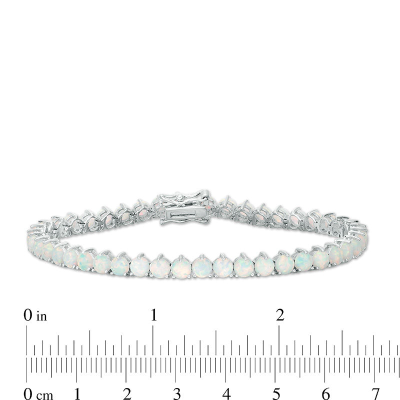 Main Image 4 of Lab-Created Opal Tennis Bracelet in Sterling Silver - 7.25"