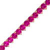 Thumbnail Image 0 of Lab-Created Ruby Tennis Bracelet in Sterling Silver with 14K Rose Gold Plate - 7.25"