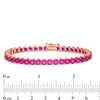 Thumbnail Image 4 of Lab-Created Ruby Tennis Bracelet in Sterling Silver with 14K Rose Gold Plate - 7.25"