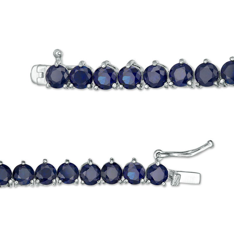 Main Image 3 of Blue Lab-Created Sapphire Tennis Bracelet in Sterling Silver - 7.25"