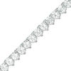 Thumbnail Image 1 of White Lab-Created Sapphire Three-Prong Tennis Bracelet in Sterling Silver - 7.25"
