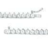 Thumbnail Image 2 of White Lab-Created Sapphire Three-Prong Tennis Bracelet in Sterling Silver - 7.25"