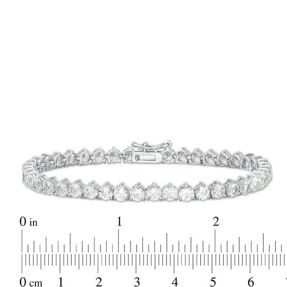 White Lab-Created Sapphire Three-Prong Tennis Bracelet in Sterling Silver - 7.25"