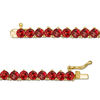 Thumbnail Image 3 of Garnet Tennis Bracelet in Sterling Silver with 14K Gold Plate - 7.25"