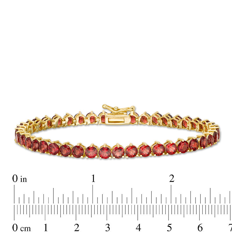 Garnet Tennis Bracelet in Sterling Silver with 14K Gold Plate - 7.25"