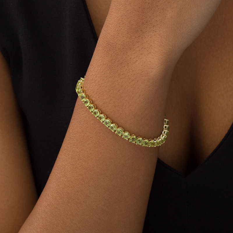 Peridot Tennis Bracelet in Sterling Silver with 14K Gold Plate - 7.25"