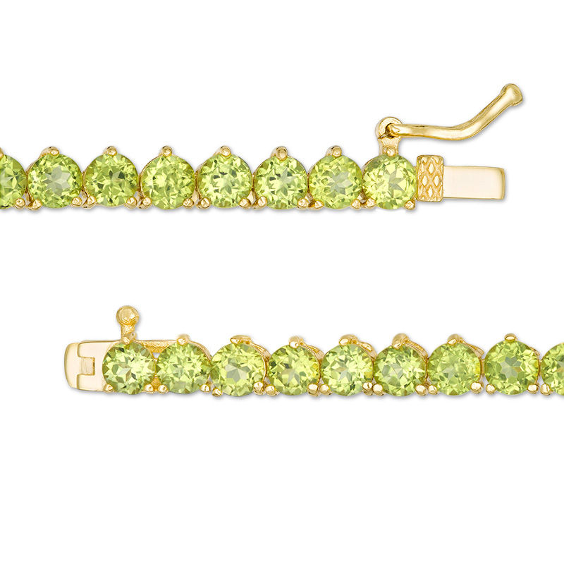 Main Image 3 of Peridot Tennis Bracelet in Sterling Silver with 14K Gold Plate - 7.25"