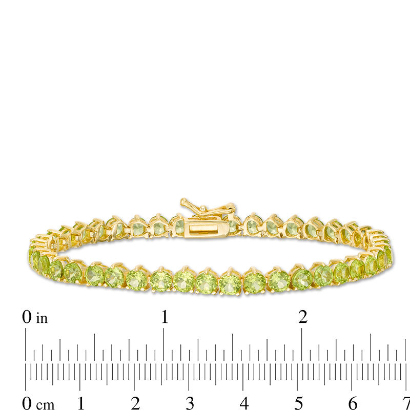 Main Image 4 of Peridot Tennis Bracelet in Sterling Silver with 14K Gold Plate - 7.25"