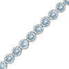 Thumbnail Image 1 of Simulated Aquamarine Bezel-Set Tennis Bracelet in Sterling Silver - 7.25"