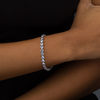 Thumbnail Image 2 of Simulated Aquamarine Bezel-Set Tennis Bracelet in Sterling Silver - 7.25"
