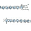Thumbnail Image 3 of Simulated Aquamarine Bezel-Set Tennis Bracelet in Sterling Silver - 7.25"