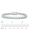 Thumbnail Image 4 of Simulated Aquamarine Bezel-Set Tennis Bracelet in Sterling Silver - 7.25"