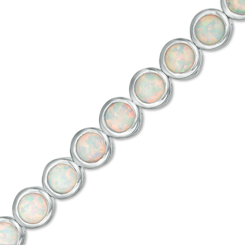 Lab-Created Opal Bezel-Set Tennis Bracelet in Sterling Silver - 7.25"