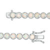 Thumbnail Image 2 of Lab-Created Opal Bezel-Set Tennis Bracelet in Sterling Silver - 7.25"