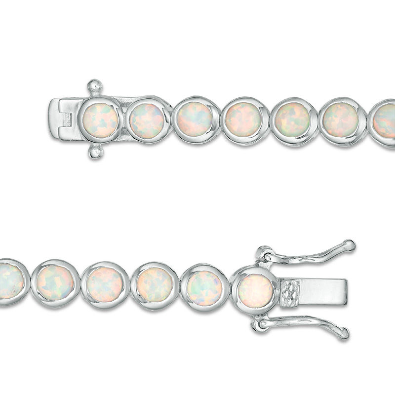 Lab-Created Opal Bezel-Set Tennis Bracelet in Sterling Silver - 7.25"