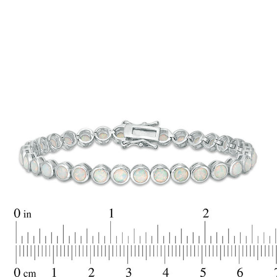 Lab-Created Opal Bezel-Set Tennis Bracelet in Sterling Silver - 7.25"