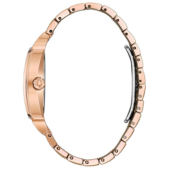 Men's Bulova Phantom Crystal Accent Rose-Tone Watch with Square Silver-Tone Dial (Model: 98B324)