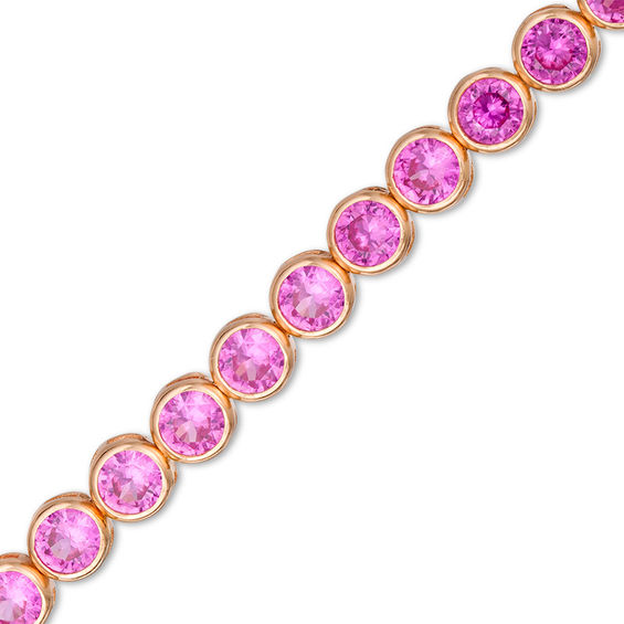 Pink Sapphire Tennis Bracelet 4.21 ctw 14K Yellow Gold