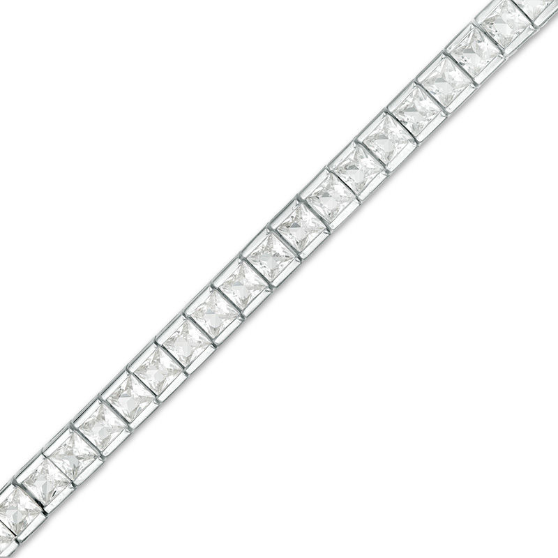 Princess-Cut Lab-Created White Sapphire Channel-Set Tennis Bracelet in Sterling Silver - 7.25"