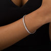 Thumbnail Image 1 of Princess-Cut Lab-Created White Sapphire Channel-Set Tennis Bracelet in Sterling Silver - 7.25"