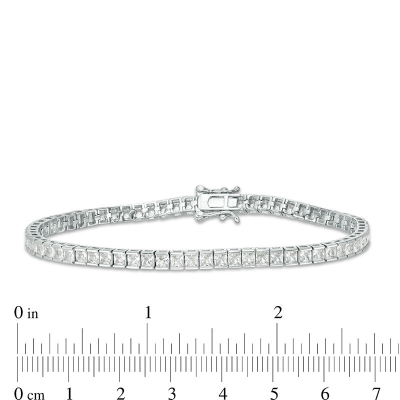 Princess-Cut Lab-Created White Sapphire Channel-Set Tennis Bracelet in Sterling Silver - 7.25"