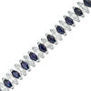 Thumbnail Image 1 of Marquise Lab-Created Blue and White Sapphire Alternating Tennis Bracelet in Sterling Silver - 7.25"