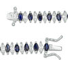 Thumbnail Image 3 of Marquise Lab-Created Blue and White Sapphire Alternating Tennis Bracelet in Sterling Silver - 7.25"
