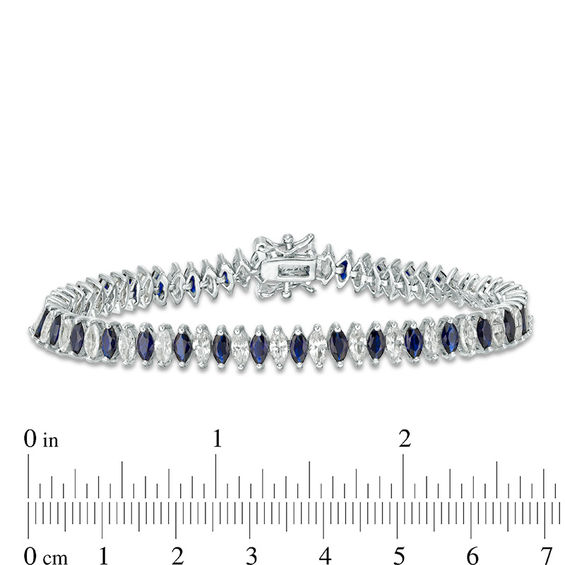 Marquise Lab-Created Blue and White Sapphire Alternating Tennis Bracelet in Sterling Silver - 7.25"