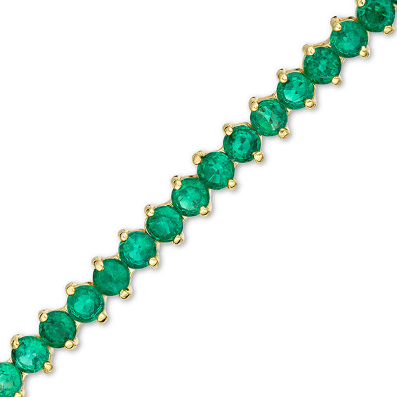 Lab-Created Emerald Tennis Bracelet in Sterling Silver with 14K Gold