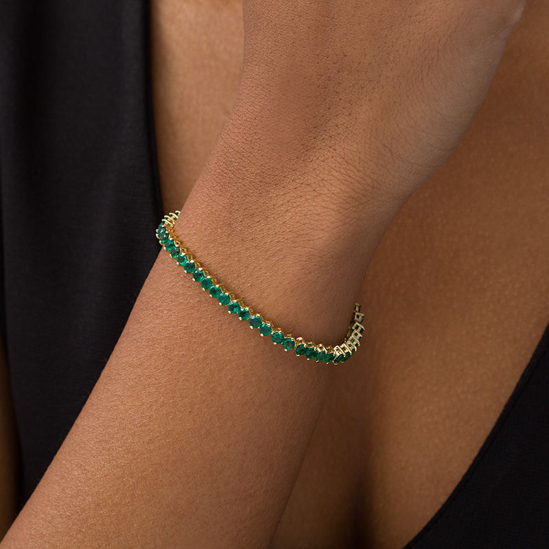 Gold Beaded Round Cut Emerald Bracelet // Bayou with Love