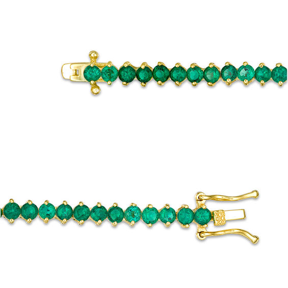 LabCreated Emerald Tennis Bracelet in Sterling Silver with 14K Gold