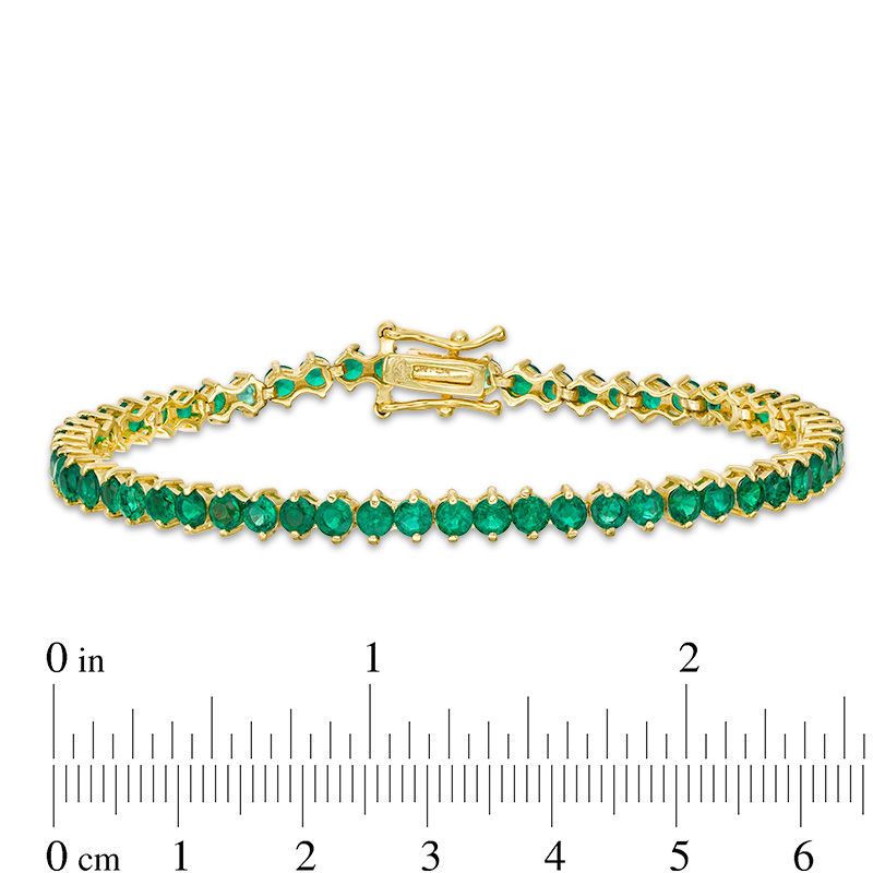 Lab-Created Emerald Tennis Bracelet in Sterling Silver with 14K Gold Plate - 7.25"