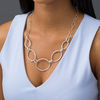 Thumbnail Image 2 of Graduated Diamond-Cut Interlocking Ellipses Necklace in Sterling Silver - 20"