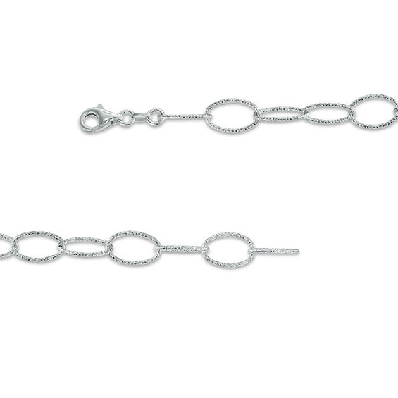 Graduated Diamond-Cut Interlocking Ellipses Necklace in Sterling Silver - 20"