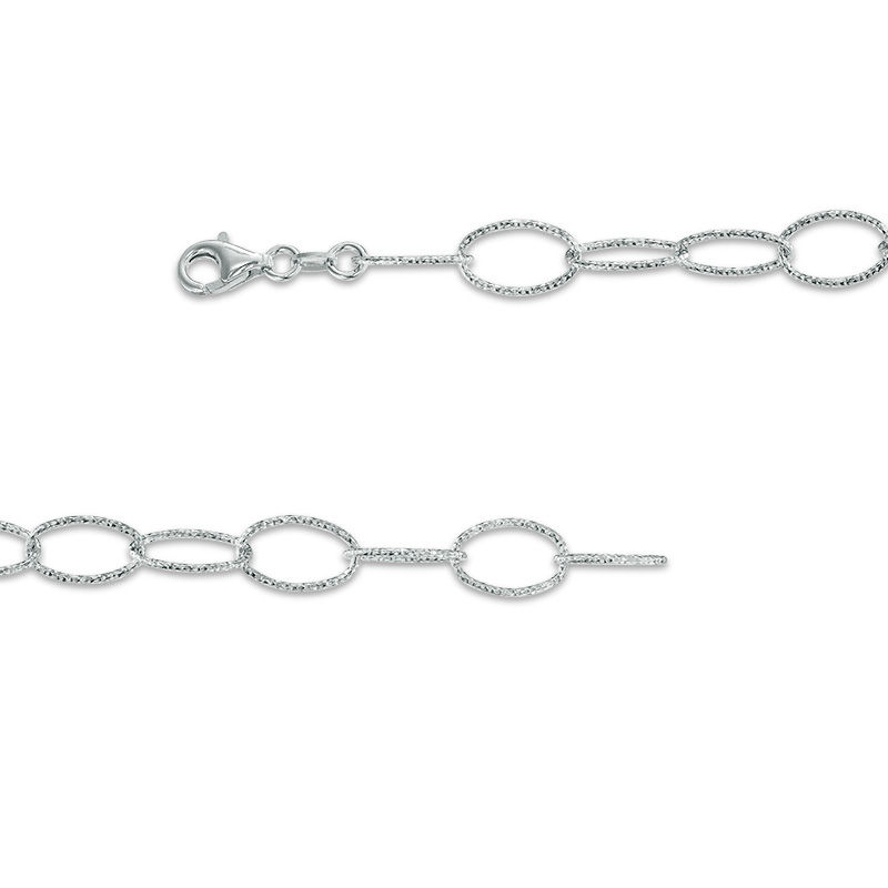 Main Image 3 of Graduated Diamond-Cut Interlocking Ellipses Necklace in Sterling Silver - 20"