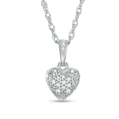 Sterling Silver Womens Round Diamond Small Heart Cluster Pendant 1/20 Cttw 