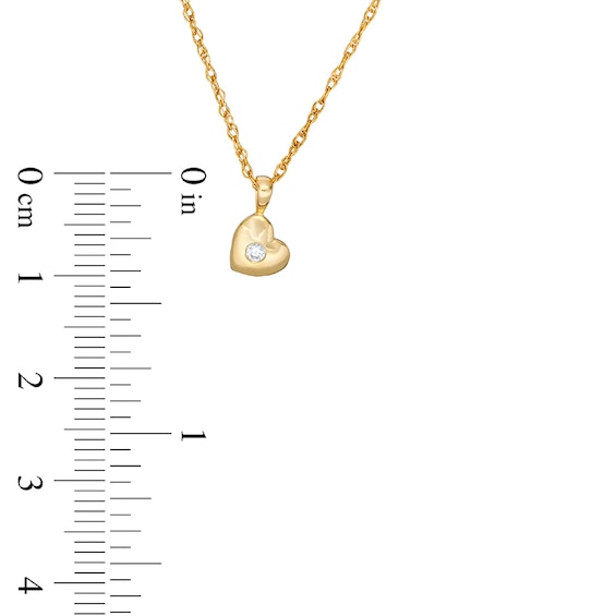 Diamond Accent Solitaire Tilted Heart Pendant in 10K Gold